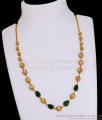 TNL1164 Bridal Wear Golden Beads Green Gemstone Necklace Antique Collections
