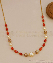 TNL1167 South Indian Style Temple Jewelry Ruby Beads Necklace With Pearls