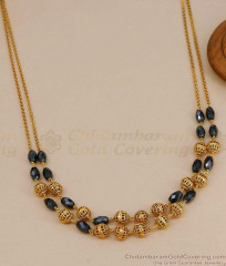 TNL1168 New Arrival Black Beaded Antique Gold Necklace 2 Line Mala