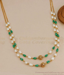 TNL1170 Buy 2-Layer Pearl Green Onyx Bead Mala Antique Necklace