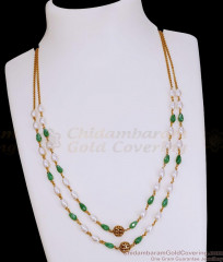 TNL1170 Buy 2-Layer Pearl Green Onyx Bead Mala Antique Necklace