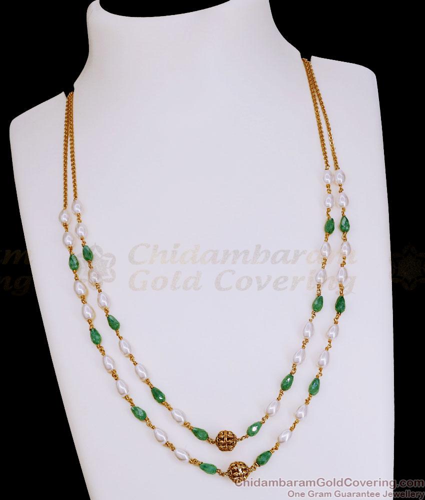 TNL1170 Buy 2-Layer Pearl Green Onyx Bead Mala Antique Necklace TNL1170 Buy 2-Layer Pearl Green Onyx Bead Mala Antique Necklace