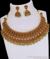 TNL1174 Grand Lakshmi Design Antique Gold Nagas Bridal Necklace With Earring TNL1174 Grand Lakshmi Design Antique Gold Nagas Bridal Necklace With Earring