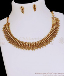 TNL1176 Premium Quality Matte Finish Antique Gold Mango Necklace Temple Jewelry