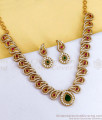 TNL1178 Ruby Green Paisley Mango Antique Gold Necklace Set for Women TNL1178 Ruby Green Paisley Mango Antique Gold Necklace Set for Women