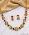 TNL1179 Antique Floral Ruby Green Stone Necklace Set for Women TNL1179 Antique Floral Ruby Green Stone Necklace Set for Women
