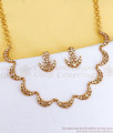 TNL1181 Antique Finish Gold Crescent Moon AD Necklace Set TNL1181 Antique Finish Gold Crescent Moon AD Necklace Set