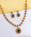 TNL1182 Premium Antique Gold AD Stone Necklace Set with Green Pendant TNL1182 Premium Antique Gold AD Stone Necklace Set with Green Pendant