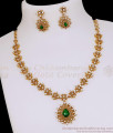 TNL1182 Premium Antique Gold AD Stone Necklace Set with Green Pendant TNL1182 Premium Antique Gold AD Stone Necklace Set with Green Pendant