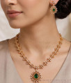 TNL1182 Premium Antique Gold AD Stone Necklace Set with Green Pendant TNL1182 Premium Antique Gold AD Stone Necklace Set with Green Pendant