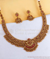 TNL1185 Grand Temple Wear Antique Gold Necklace Jhumki Combo Set TNL1185 Grand Temple Wear Antique Gold Necklace Jhumki Combo Set