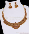 TNL1185 Grand Temple Wear Antique Gold Necklace Jhumki Combo Set TNL1185 Grand Temple Wear Antique Gold Necklace Jhumki Combo Set