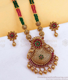 TNL1186 Antique Gold Peacock Temple Necklace Set Ruby Emerald Crystal Beads TNL1186 Antique Gold Peacock Temple Necklace Set Ruby Emerald Crystal Beads