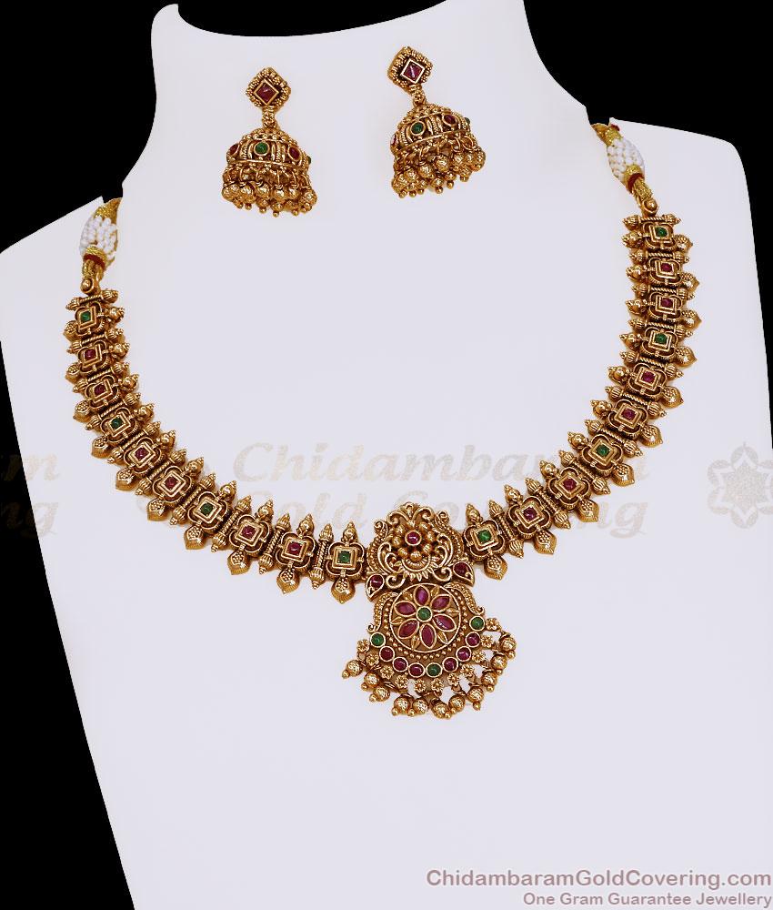 TNL1188 Premium Quality Antique Gold Plated Kemp Stone Necklace Set TNL1188 Premium Quality Antique Gold Plated Kemp Stone Necklace Set