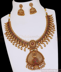 TNL1191 Traditional South Indian Temple Jewellery Antique kemp Stone Necklace TNL1191 Traditional South Indian Temple Jewellery Antique kemp Stone Necklace
