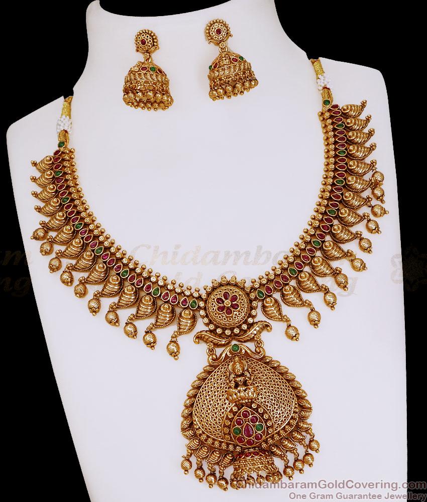 TNL1191 Traditional South Indian Temple Jewellery Antique kemp Stone Necklace TNL1191 Traditional South Indian Temple Jewellery Antique kemp Stone Necklace