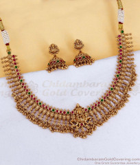 TNL1194 Grand Bridal Antique Gold Navarathna Inspired Kemp Choker Set TNL1194 Grand Bridal Antique Gold Navarathna Inspired Kemp Choker Set