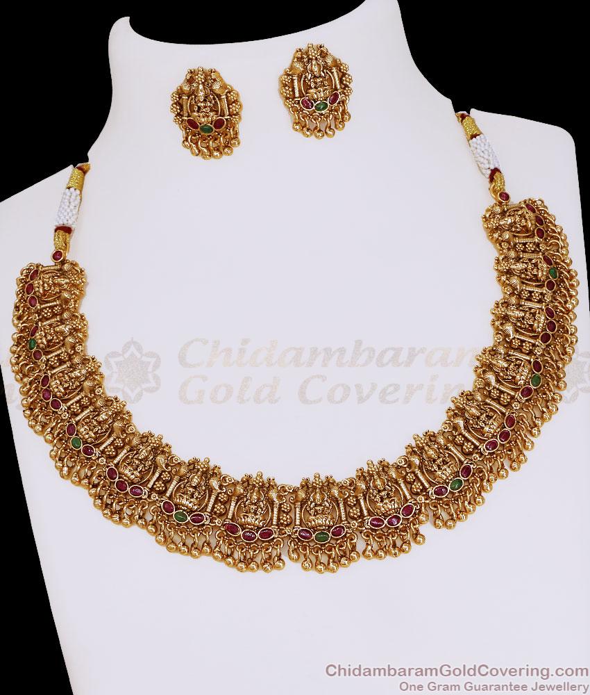 TNL1195 Antique Gilded Broad Temple Choker Necklace For Brides TNL1195 Antique Gilded Broad Temple Choker Necklace For Brides