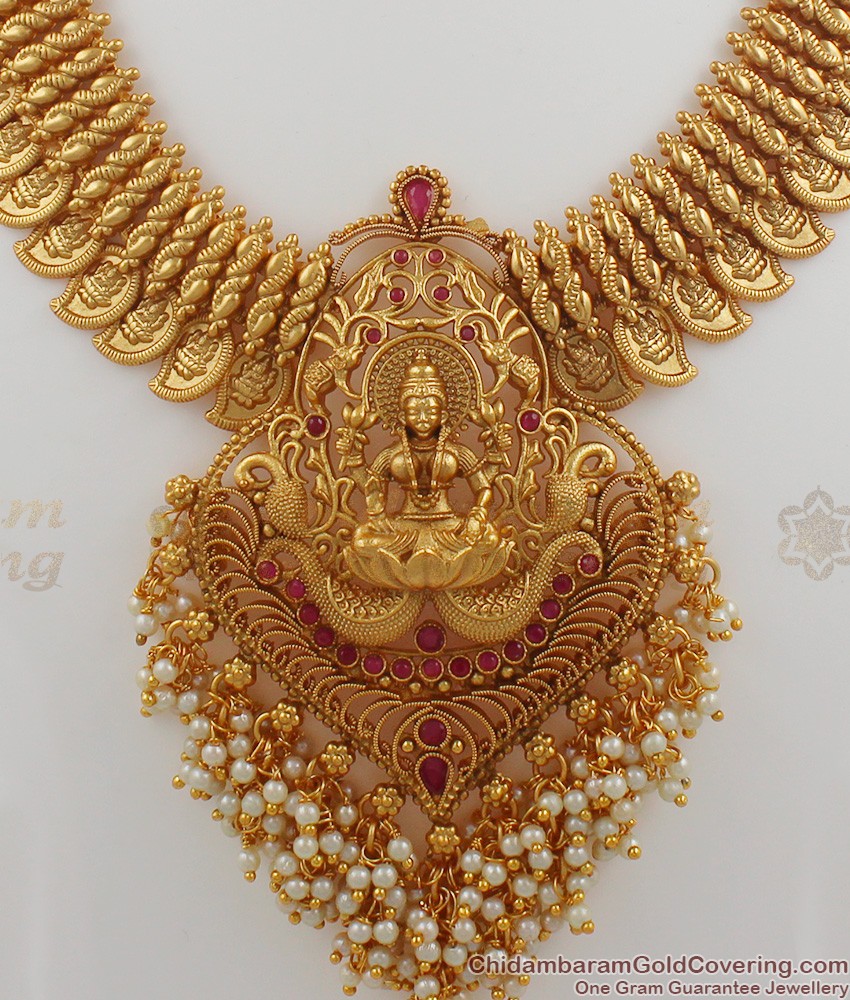 TNL1001 - Premium Antique Nagas Jewelry Temple Necklace Set Pearl Cluster Bridal Jewellery