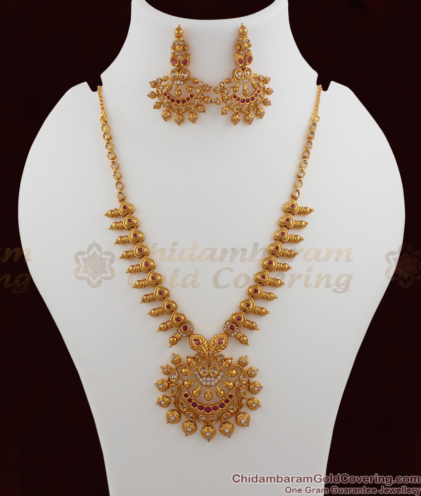 TNL1003 - Premium Antique Matt Finish Peacock Necklace Set Bridal Jewellery