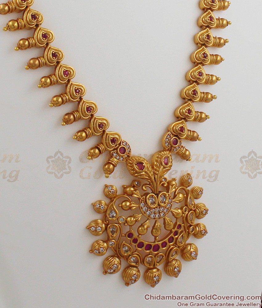 TNL1003 - Premium Antique Matt Finish Peacock Necklace Set Bridal Jewellery