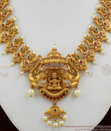 TNL1004 Premium Antique Matt Finish GajaLakshmi Necklace Set Bridal  Jewellery