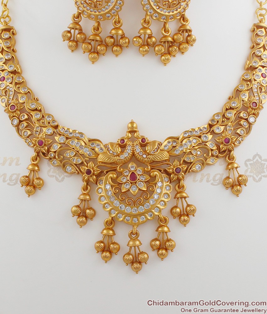 TNL1005 - Premium Antique Matt Finish Peacock Choker Set Bridal Jewellery