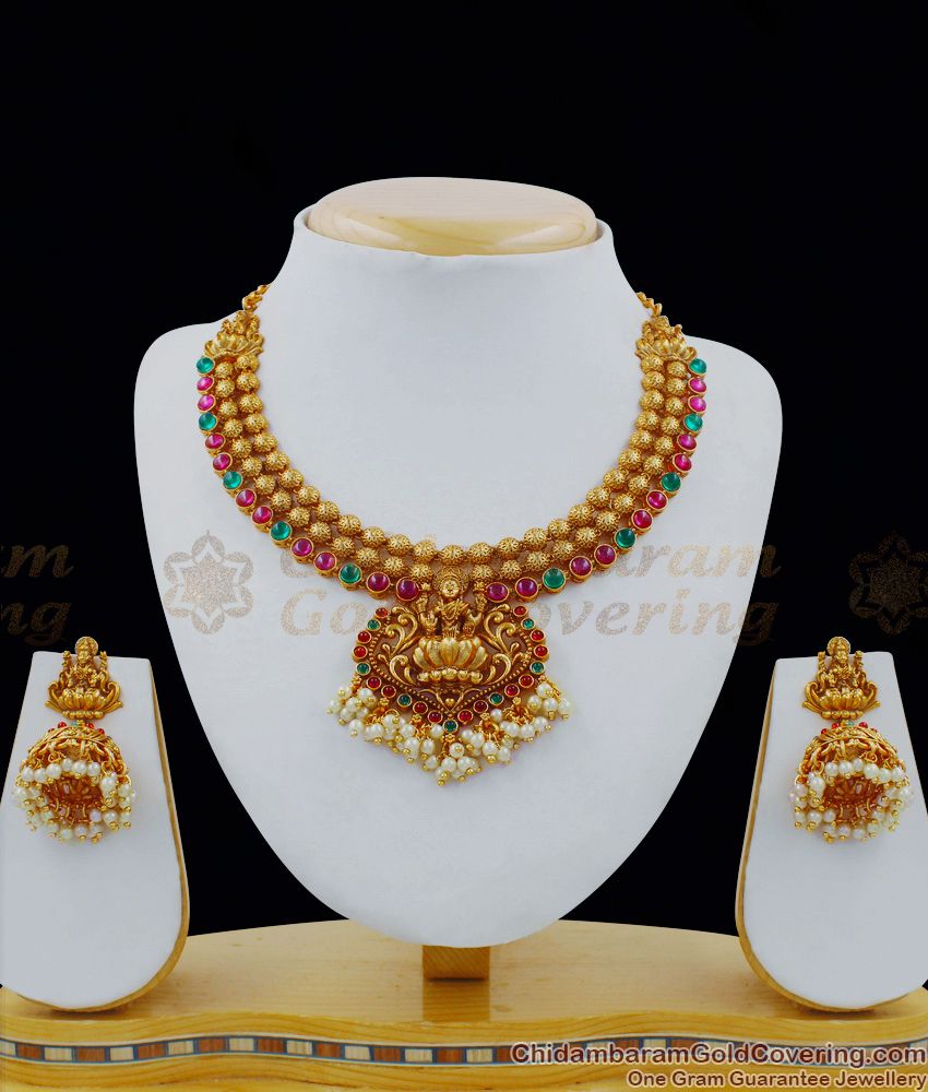 TNL1009 - Premium Antique Nagas Jewelry First Quality Temple Necklace Set Bridal Collections