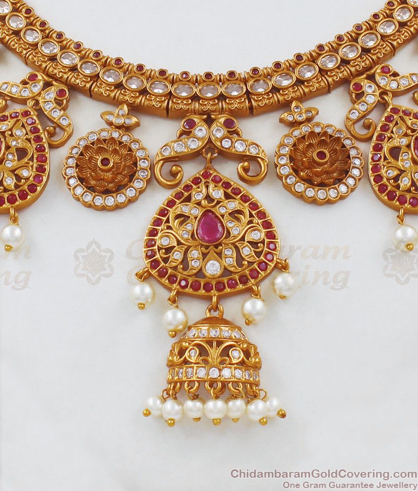 TNL1013 - Premium Antique Finish Grand Bridal Jewelry First Quality Temple Necklace Set