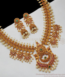 TNL1014 - Premium Antique Matt Finish Peacock Choker Pearl Set Bridal Jewellery TNL1014 - Premium Antique Matt Finish Peacock Choker Pearl Set Bridal Jewellery