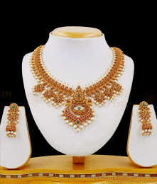 TNL1014 - Premium Antique Matt Finish Peacock Choker Pearl Set Bridal Jewellery TNL1014 - Premium Antique Matt Finish Peacock Choker Pearl Set Bridal Jewellery