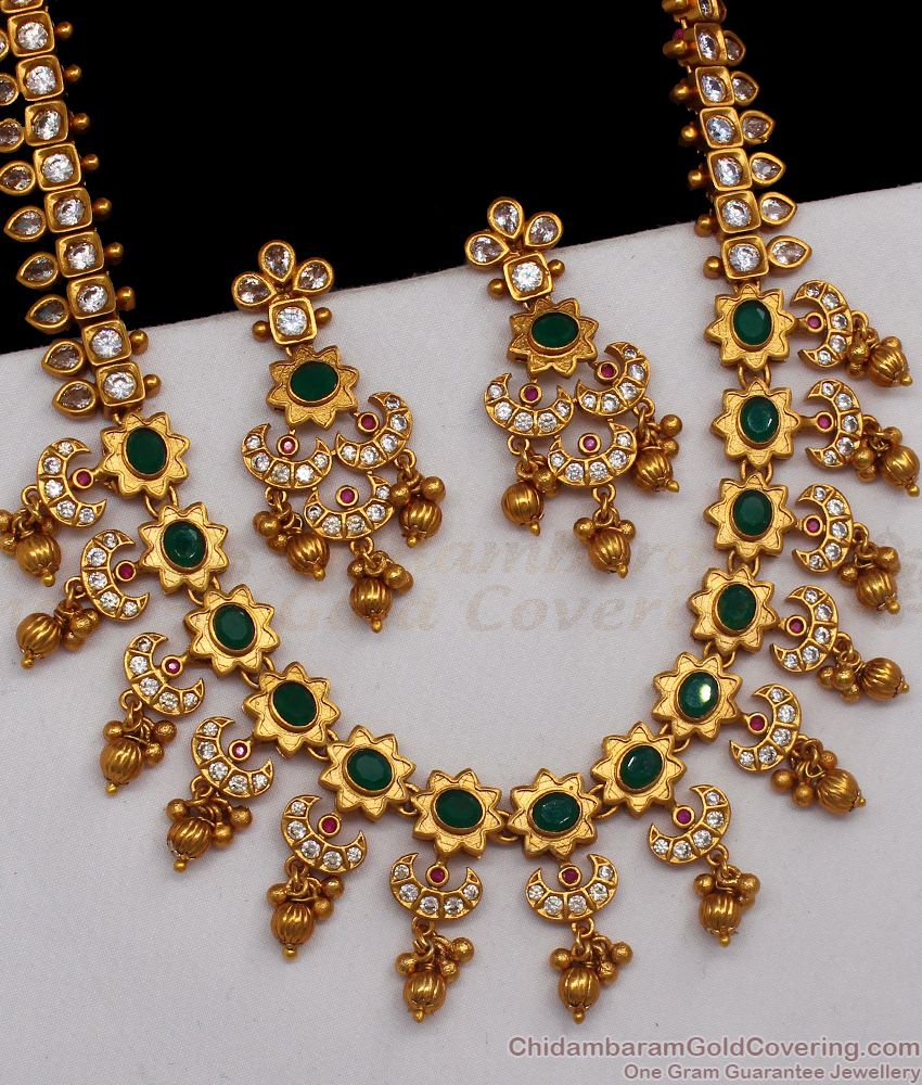 TNL1040 - First Quality Emerald Premium Antique Necklace For Party Wear