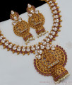 TNL1041 - Premium Gold Antique Hand Crafted Radha Krishna Temple Necklace Set