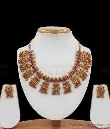 TNL1042 - Premium Gold Antique Temple Jewelry Radha Temple Necklace Set TNL1042 - Premium Gold Antique Temple Jewelry Radha Temple Necklace Set