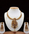 TNL1043 - Krishna with Flute Premium Gold Antique Temple Jewelry Pearl Necklace 