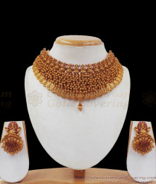 TNL1051 - Grand Lakshmi Coin Antique Choker Necklace Earring Combo TNL1051 - Grand Lakshmi Coin Antique Choker Necklace Earring Combo