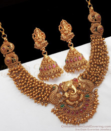 TNL1058 - Lord Ganesha Finest Antique Necklace Earring Combo TNL1058 - Lord Ganesha Finest Antique Necklace Earring Combo