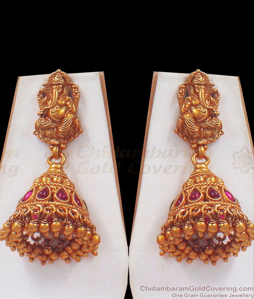 TNL1058 - Lord Ganesha Finest Antique Necklace Earring Combo