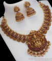 TNL1061 - Authentic Gold Plated Antique Necklace Ruby Stone Earring Combo