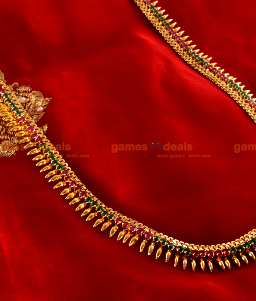 ARRG06 - Traditional Mullaipoo Malai Ruby Haram Design Gold Plated Jewellery