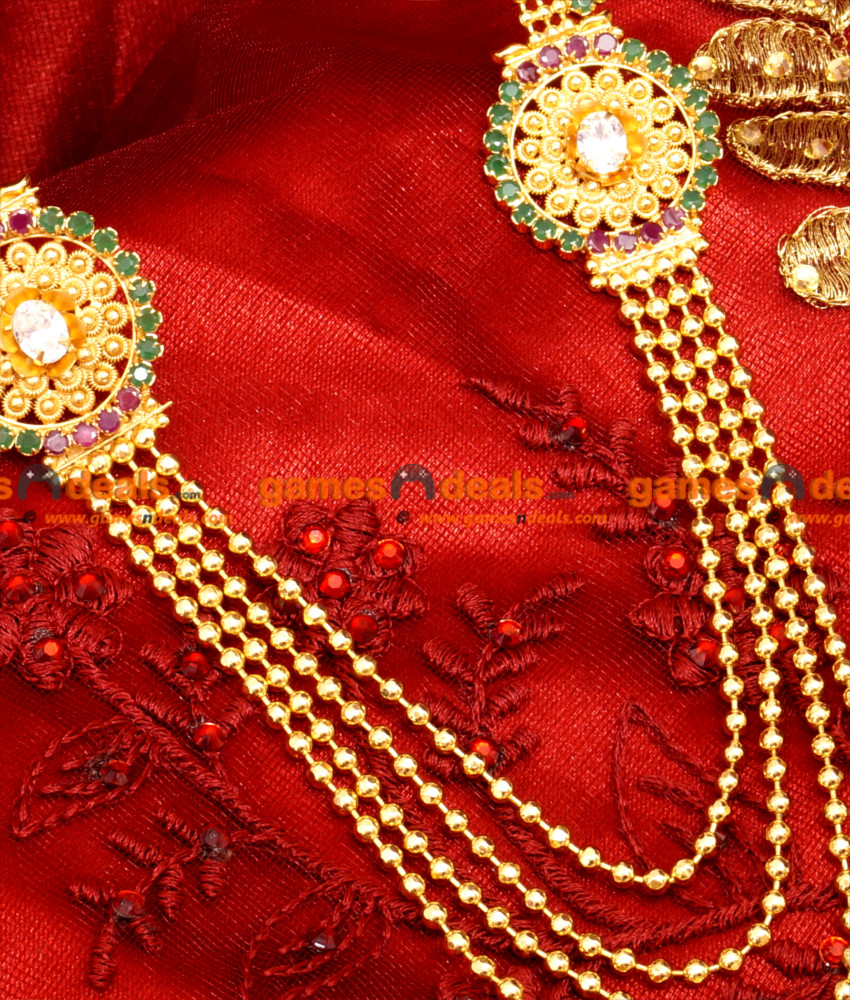 ARRG21 - Trendy Four Line Flower Design With Big American Diamond Aaram