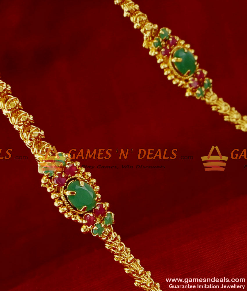 ARRG104 - South Indian AD Stone Mogappu and Dollar Kerala Jasmine Chain Online