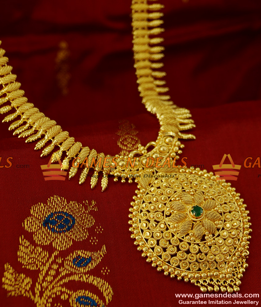 ARRG108 - 24ct Pure Gold Plated Jewellery AD Stone Dollar Kerala Beaded Haram 
