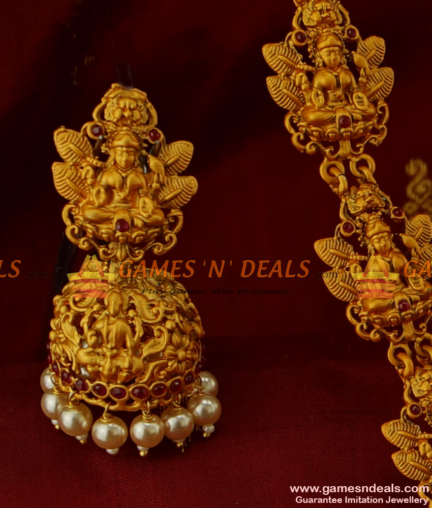 ARRG117 - Temple Jewellery Antique Matte Finish Nagas Gold Plated Heavy Haram