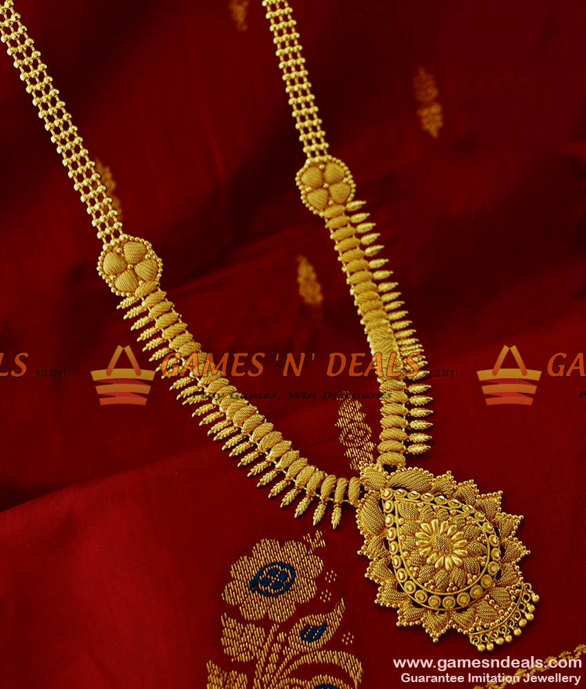 ARRG120 - Bridal Haram Arumbu Leaf Imitation Jewelry Unique Flower Design ARRG120 - Bridal Haram Arumbu Leaf Imitation Jewelry Unique Flower Design