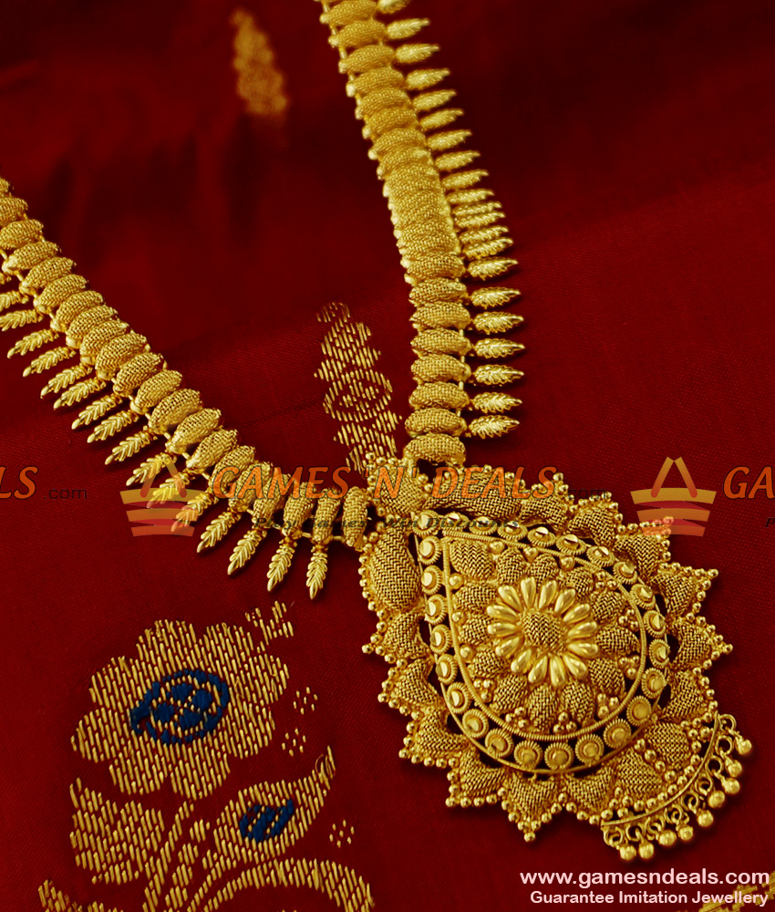 ARRG120 - Bridal Haram Arumbu Leaf Imitation Jewelry Unique Flower Design ARRG120 - Bridal Haram Arumbu Leaf Imitation Jewelry Unique Flower Design
