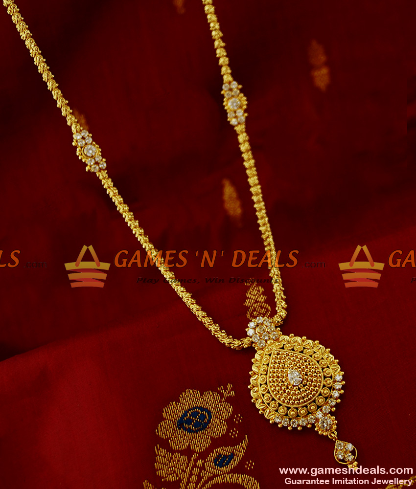 ARRG126 - South Indian AD Stone Mogappu and Dollar Kerala Jasmine Chain Online