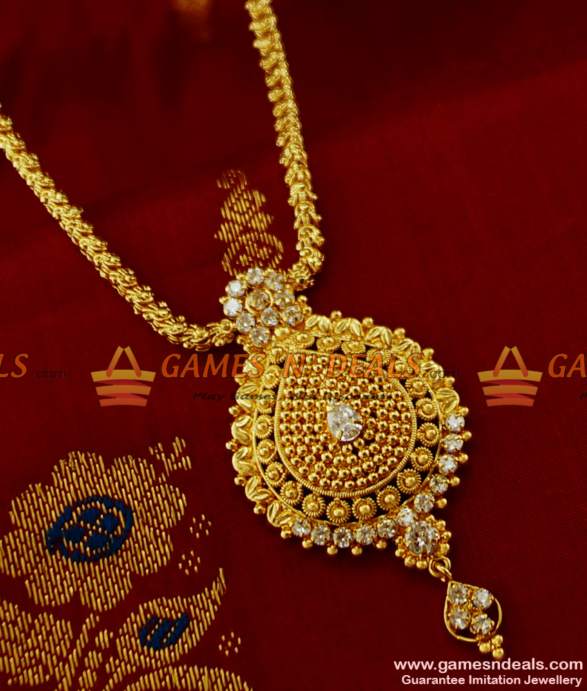 ARRG126 - South Indian AD Stone Mogappu and Dollar Kerala Jasmine Chain Online