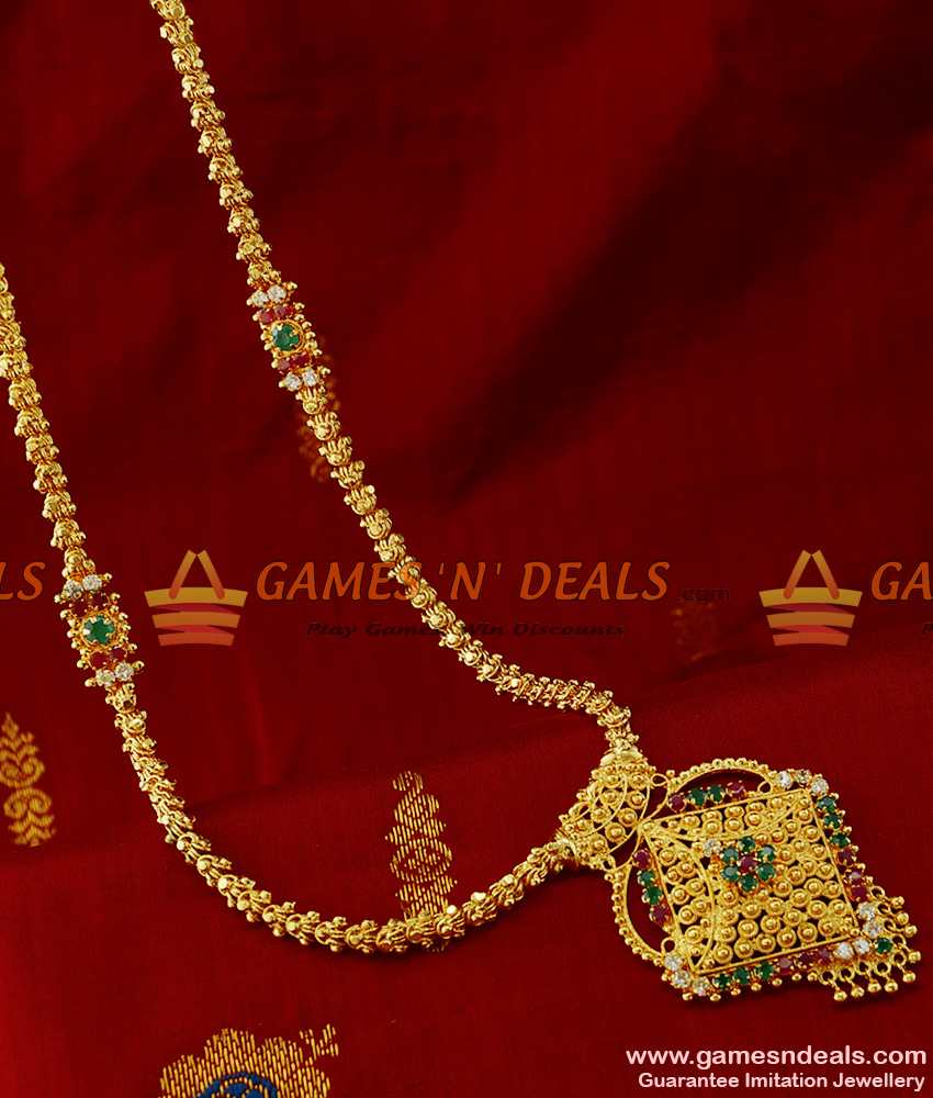 ARRG139 - South Indian AD Stone Mogappu and Dollar Kerala Jasmine Chain Online