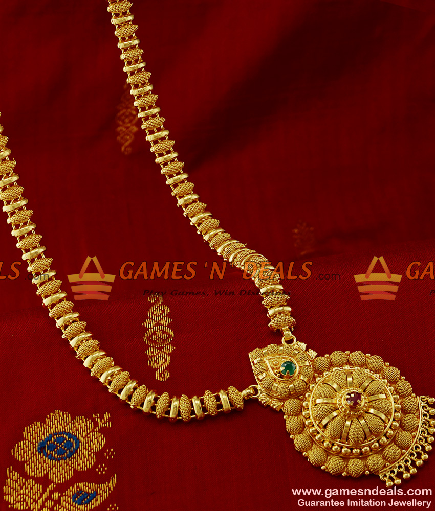 ARRG144 - Gold Plated Imitation Jewellery Full Net AD Stone Dollar Design Bridal Haaram